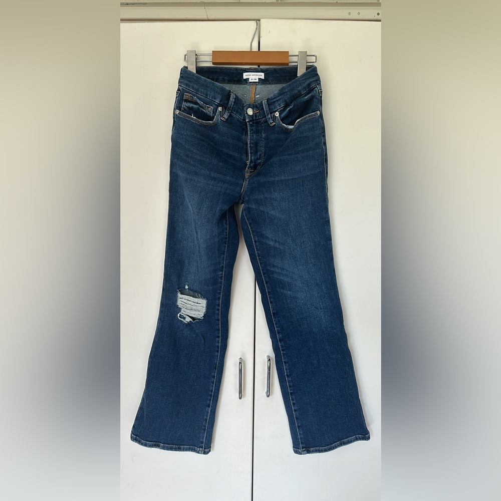 Good American Dark Blue Cropped Jeans